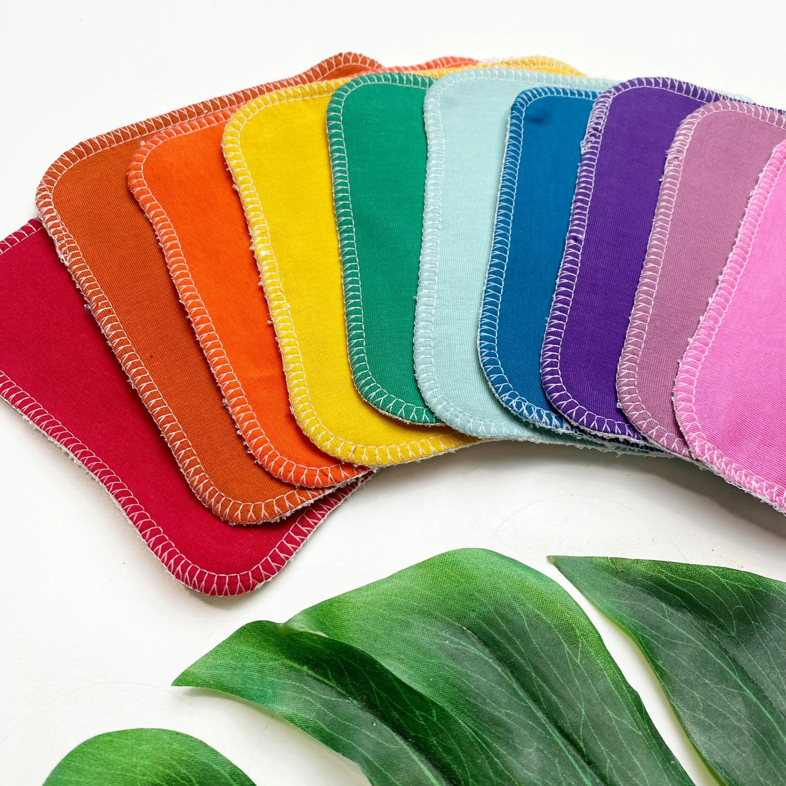 10 Organic Reusable Wipes - Plain Coloured Baby Wipes