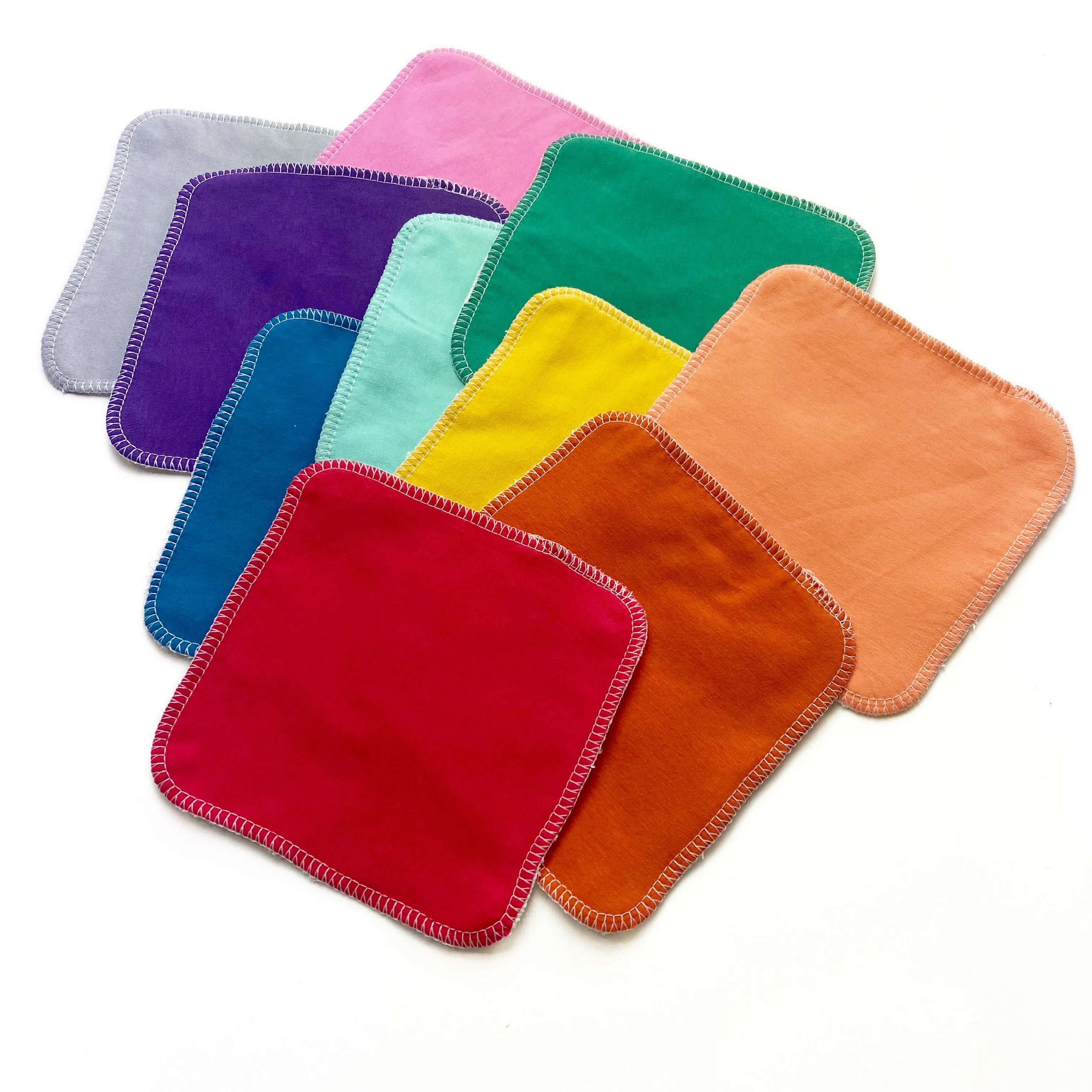 10 Organic Reusable Wipes - Plain Coloured Baby Wipes