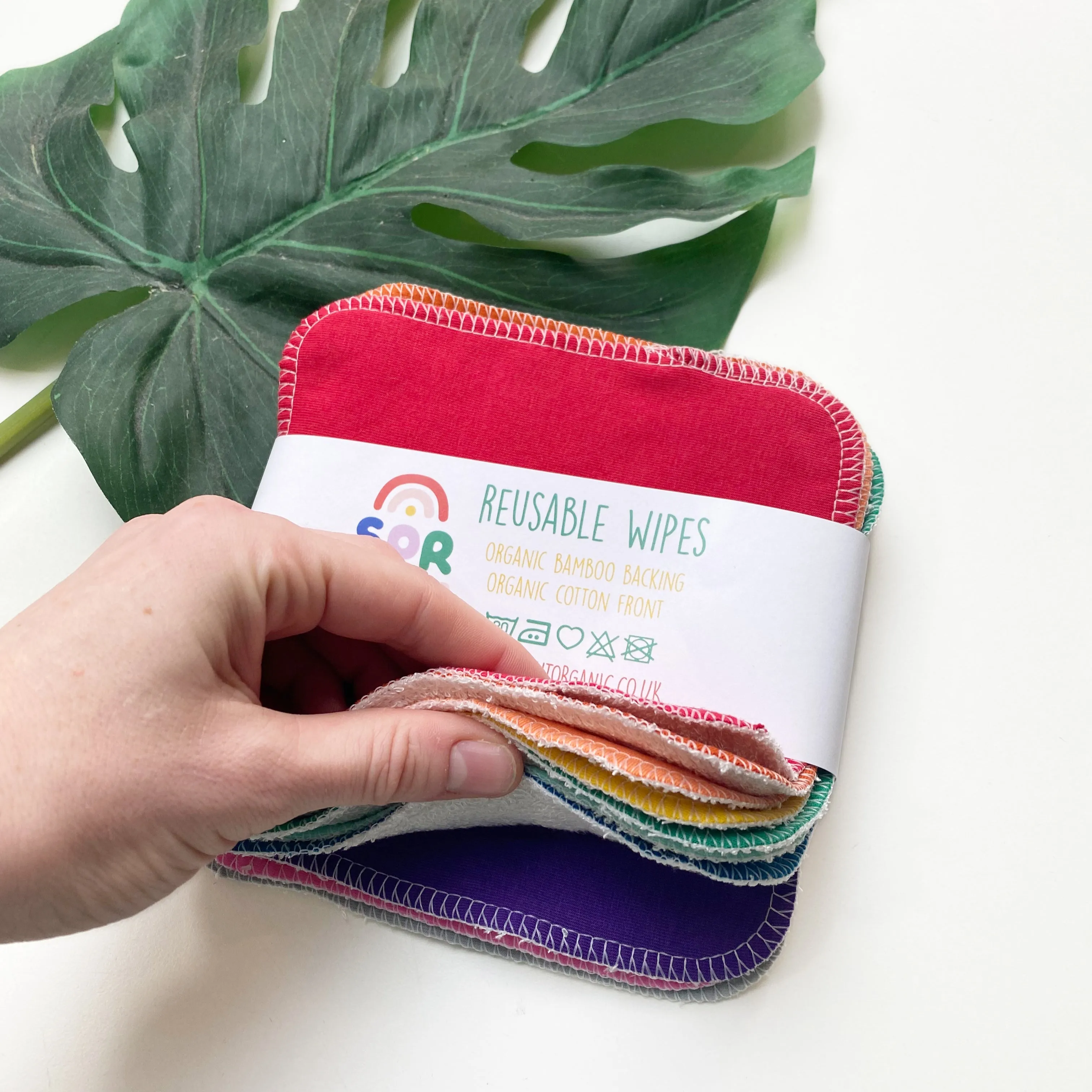 10 Organic Reusable Wipes - Plain Coloured Baby Wipes