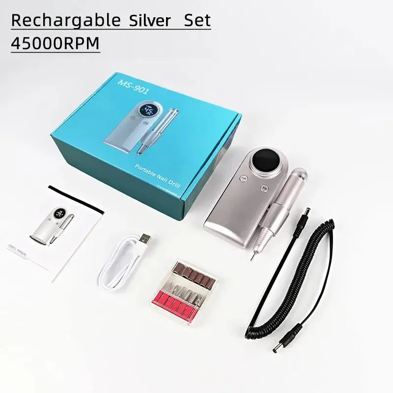 45000rpm Rechargeable Nail Drill Professional Manicure Machine with Lcd Display