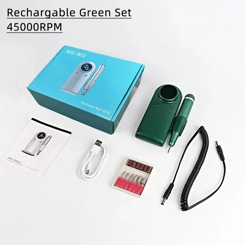 45000rpm Rechargeable Nail Drill Professional Manicure Machine with Lcd Display