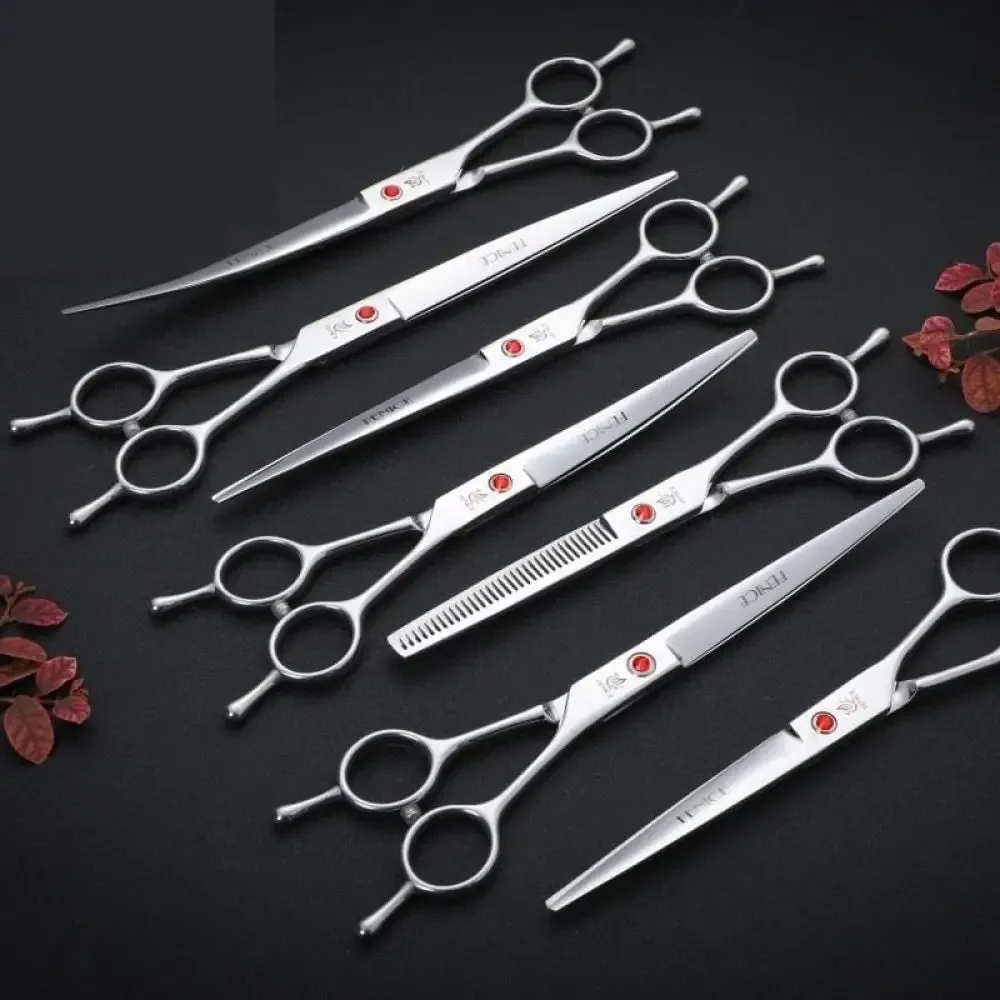 7 7.5 8 Inch Professional Pet Dogs Grooming Scissors Set Straight&curved&thinning Shear