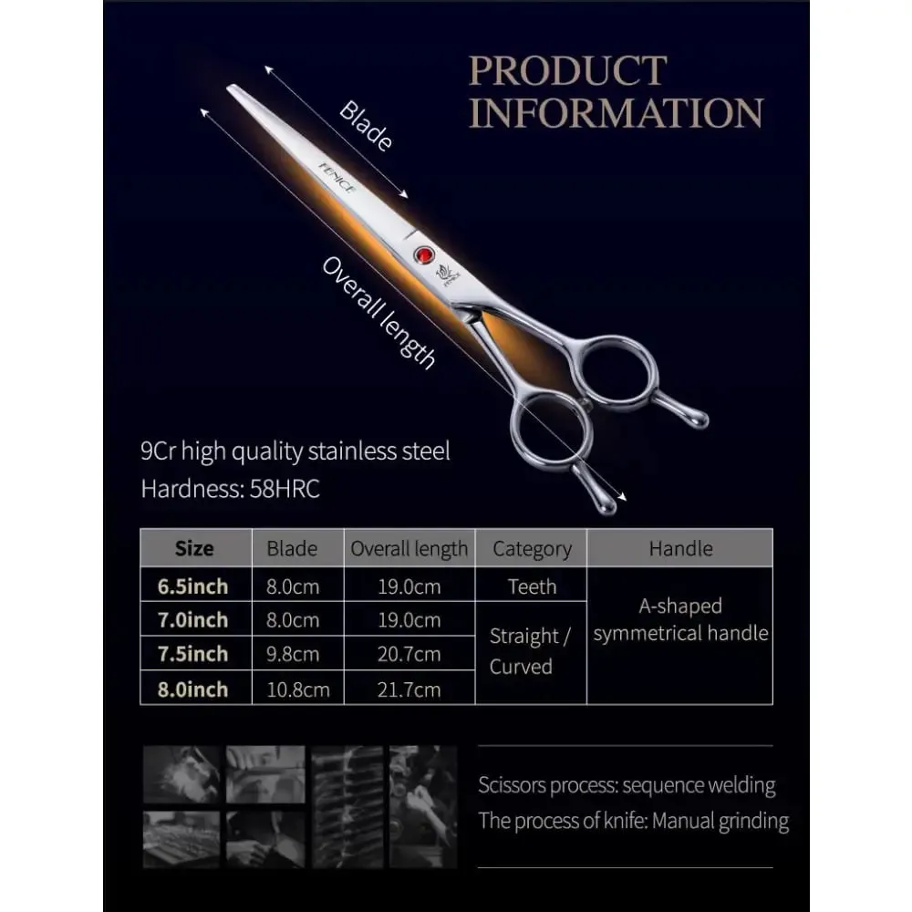 7 7.5 8 Inch Professional Pet Dogs Grooming Scissors Set Straight&curved&thinning Shear