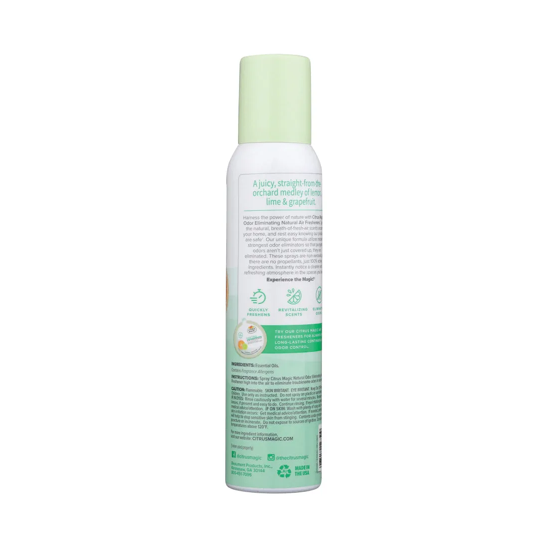 CITRUS MAGIC® 612112751- 6PK Natural Odor Eliminating Air Freshener Spray, Fresh Citrus, 3 oz
