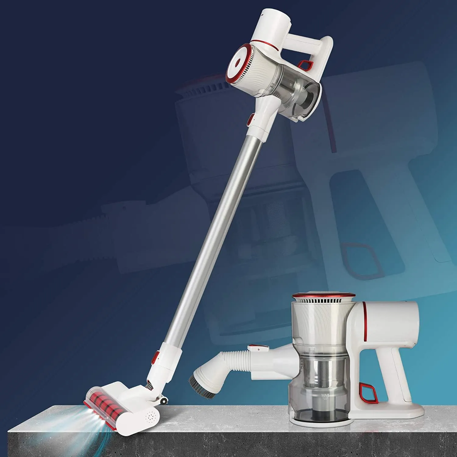 E-Macht Lightweight Cordless Vacuum Cleaner, 20Kpa 4 in 1 Powerful Suction 35 mins-Running with 250W Brushless Motor & Detachable Battery