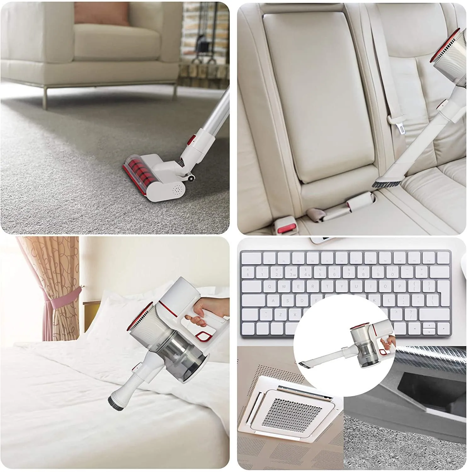 E-Macht Lightweight Cordless Vacuum Cleaner, 20Kpa 4 in 1 Powerful Suction 35 mins-Running with 250W Brushless Motor & Detachable Battery