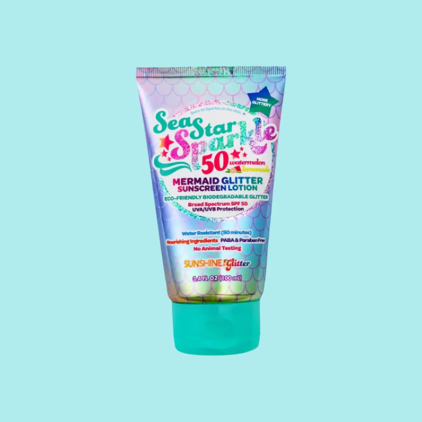 Sea Star Sparkle - Mermaid Watermelon Lemonade - SPF 50- Biodegradable Glitter Sunscreen