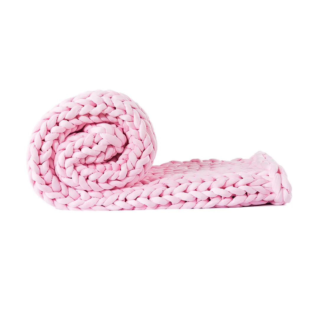 Whimsy Weighted Soft Blanket Knitted Chunky Bulky Knit 9KG - Pink