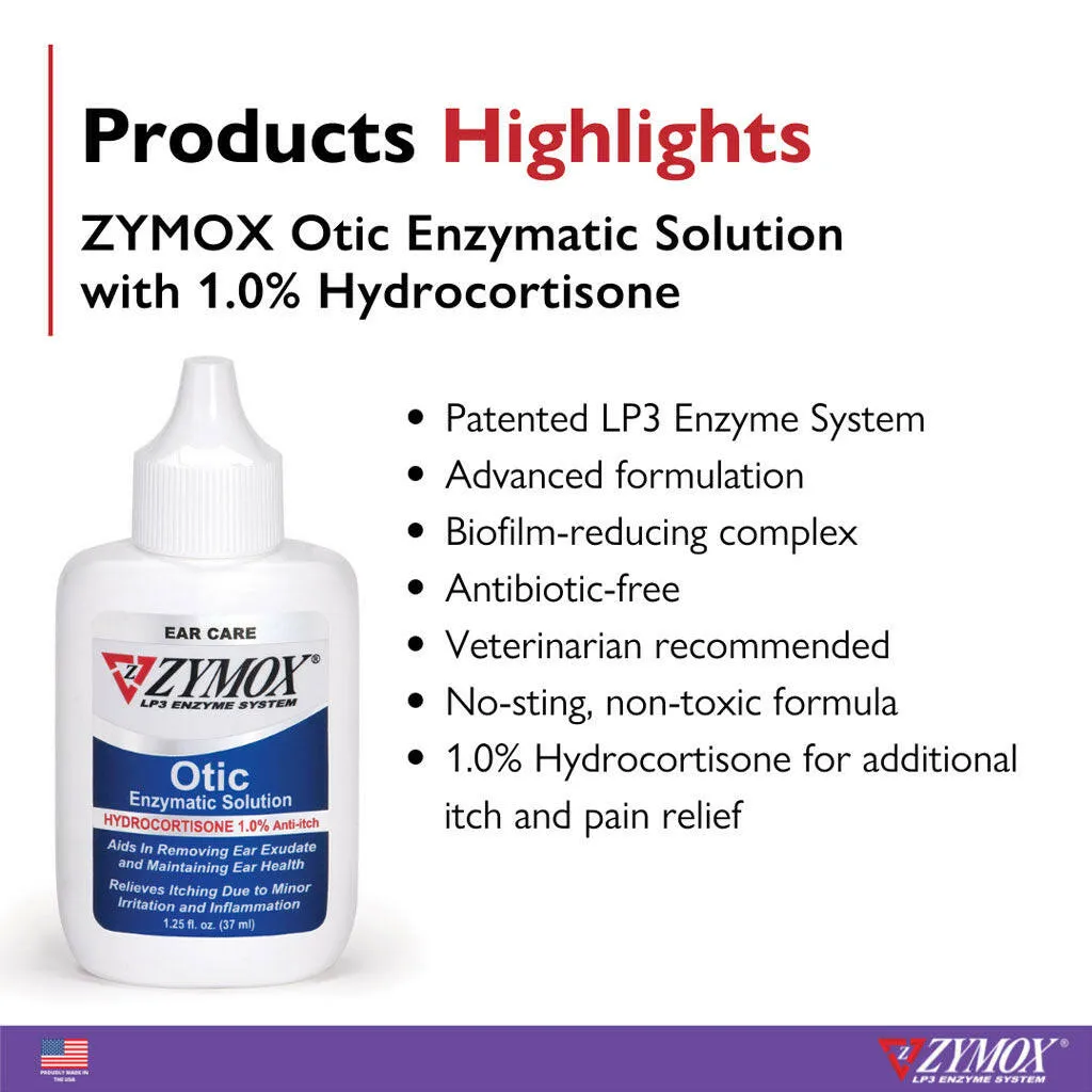 ZYMOX Otic Enzymatic Solution With 1% Hydrocortisone